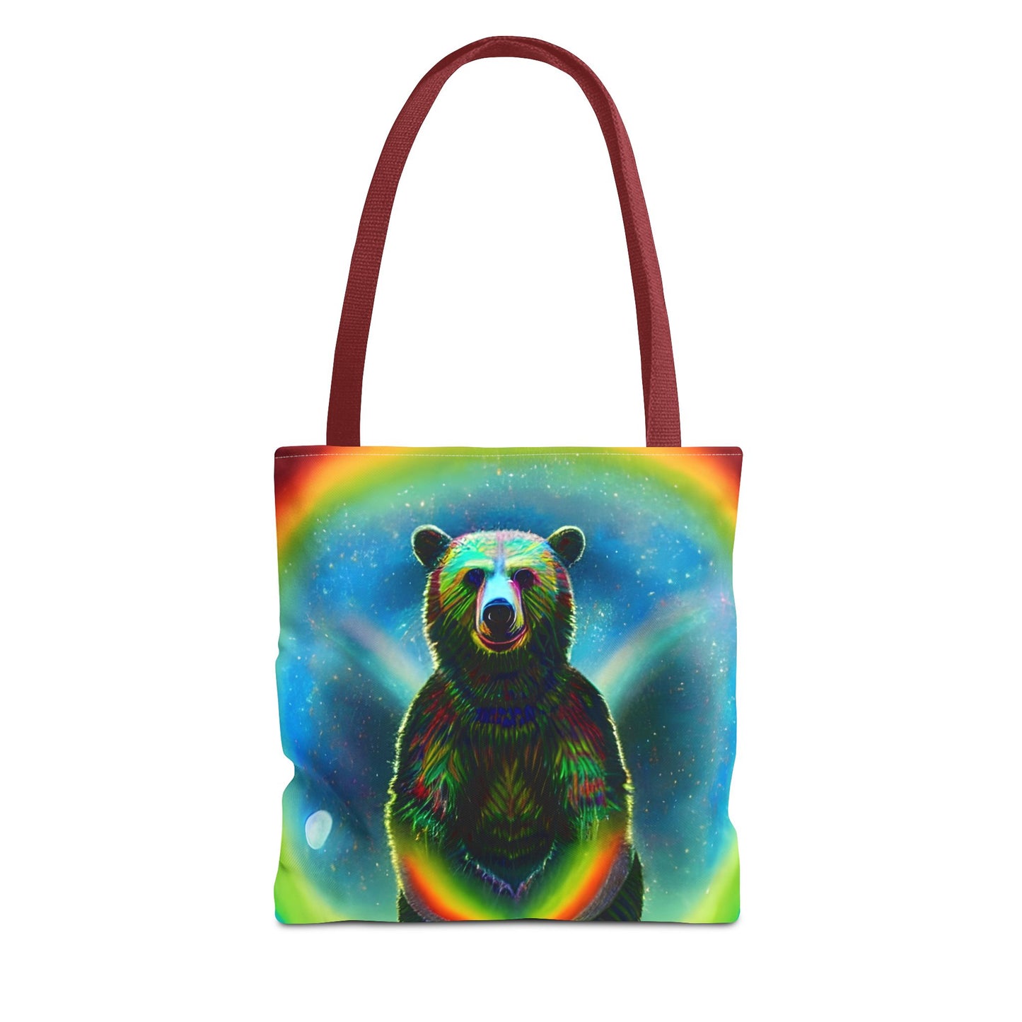 Psychedelic Rainbow Moon Bear Tote Bag (AOP)