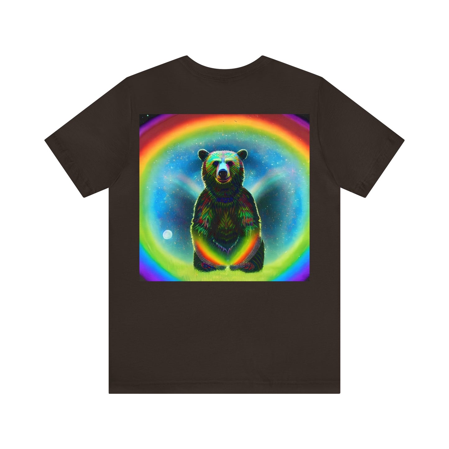 Psychedelic Rainbow Moon Bear Back Unisex Jersey Short Sleeve Tee