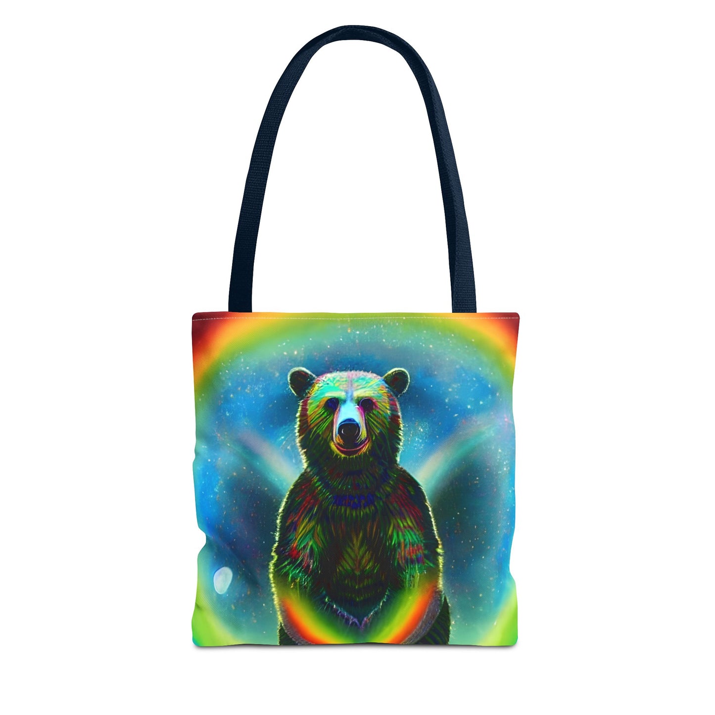 Psychedelic Rainbow Moon Bear Tote Bag (AOP)