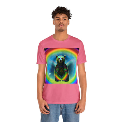 Psychedelic Rainbow Moon Bear Unisex Jersey Short Sleeve Tee