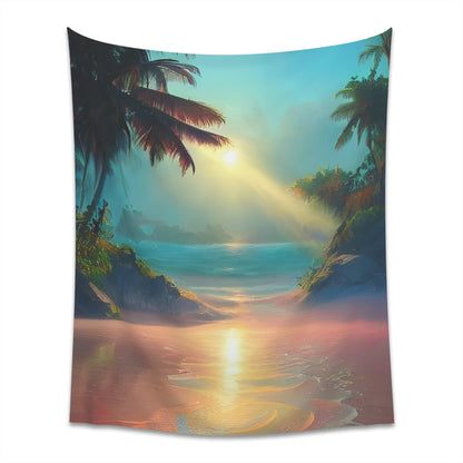 Psychedelic Sunrise Beach Printed Wall Tapestry-JujuVibe