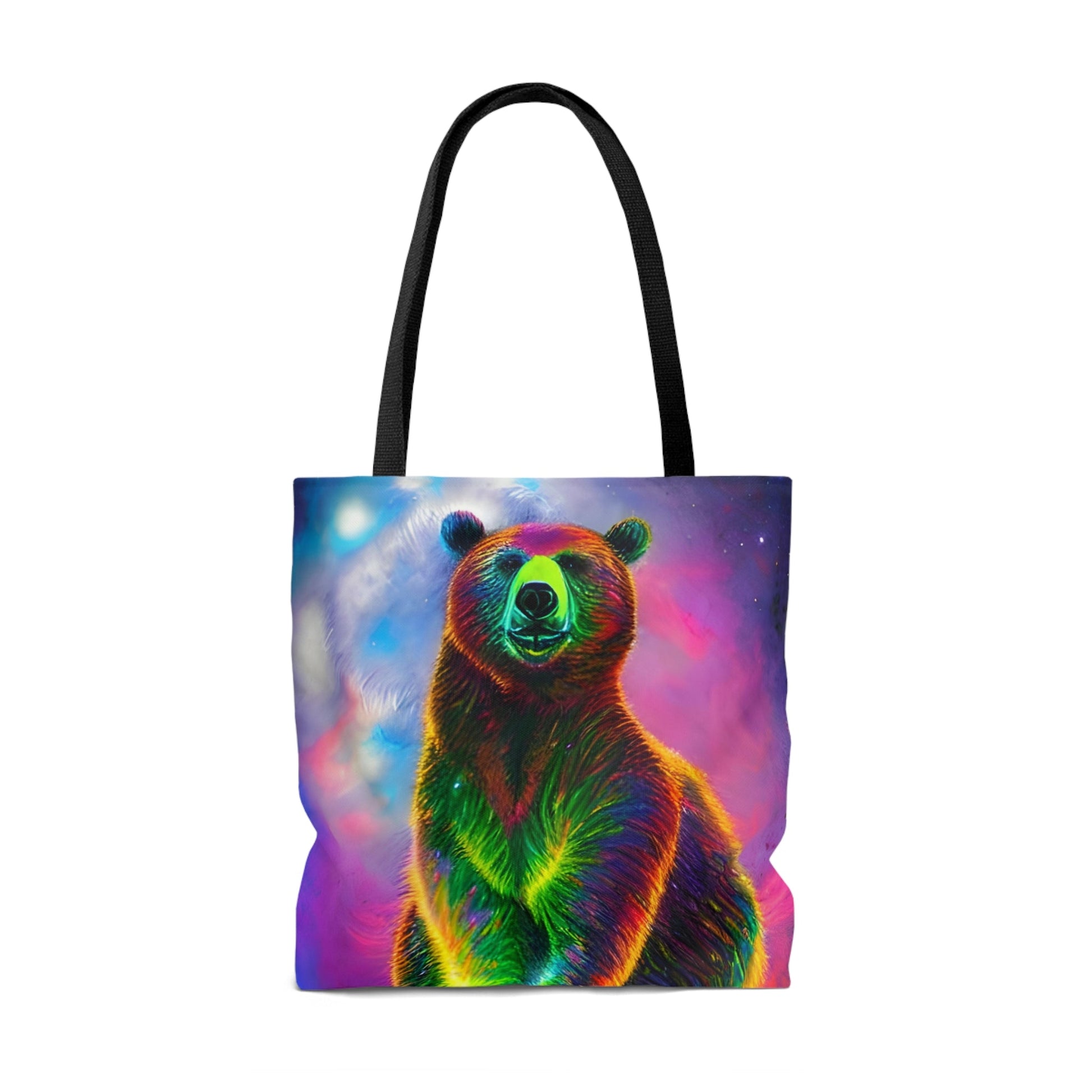 Cosmic Vibing Psychedelic Bear Tote Bag (AOP)-JujuVibe