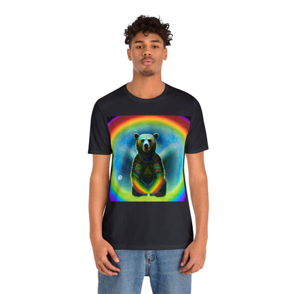 Psychedelic Rainbow Moon Bear Unisex Jersey Short Sleeve Tee