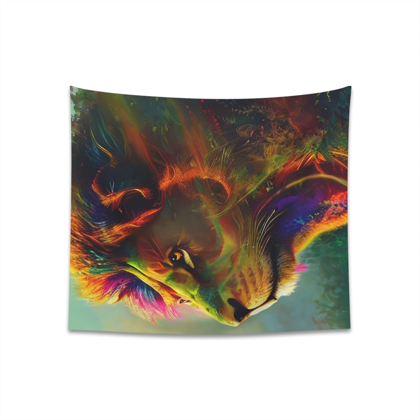 Psychedelic Lion Printed Wall Tapestry-JujuVibe