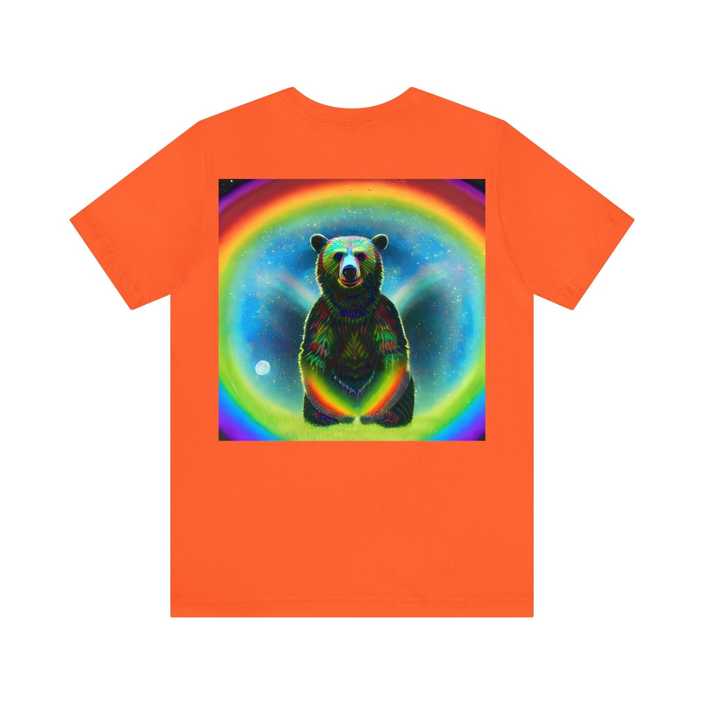 Psychedelic Rainbow Moon Bear Back Unisex Jersey Short Sleeve Tee