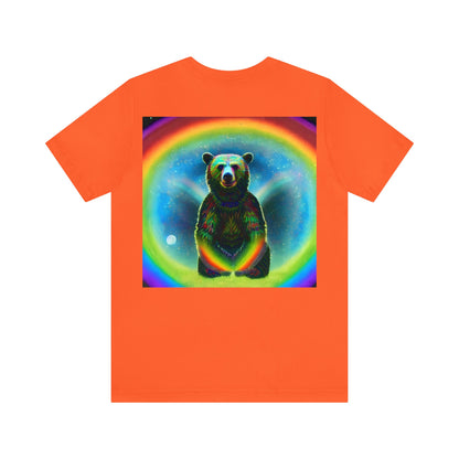 Psychedelic Rainbow Moon Bear Back Unisex Jersey Short Sleeve Tee