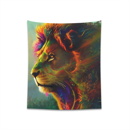 Psychedelic Lion Printed Wall Tapestry-JujuVibe