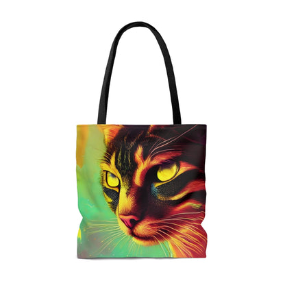 Psychedelic Kitty Tote Bag (AOP)-JujuVibe