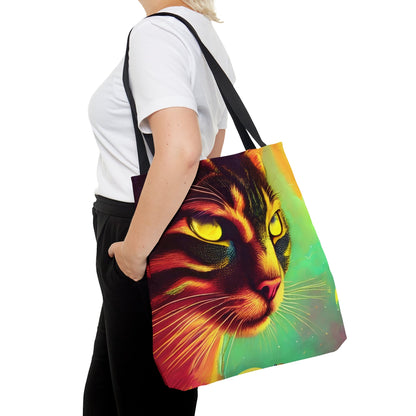 Psychedelic Kitty Tote Bag (AOP)-JujuVibe