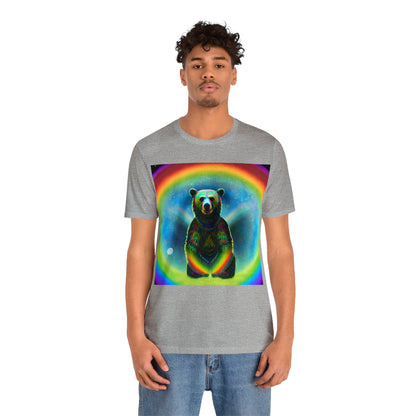 Psychedelic Rainbow Moon Bear Unisex Jersey Short Sleeve Tee