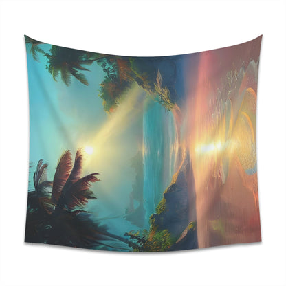 Psychedelic Sunrise Beach Printed Wall Tapestry-JujuVibe