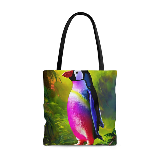 Rainbow Jungle Penguin Tote Bag (AOP)-JujuVibe