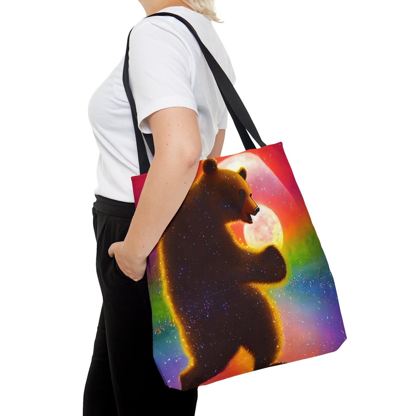 Dancing Rainbow Bear Tote Bag (AOP)-JujuVibe