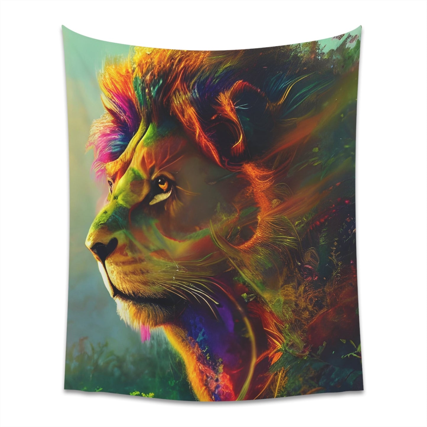 Psychedelic Lion Printed Wall Tapestry-JujuVibe