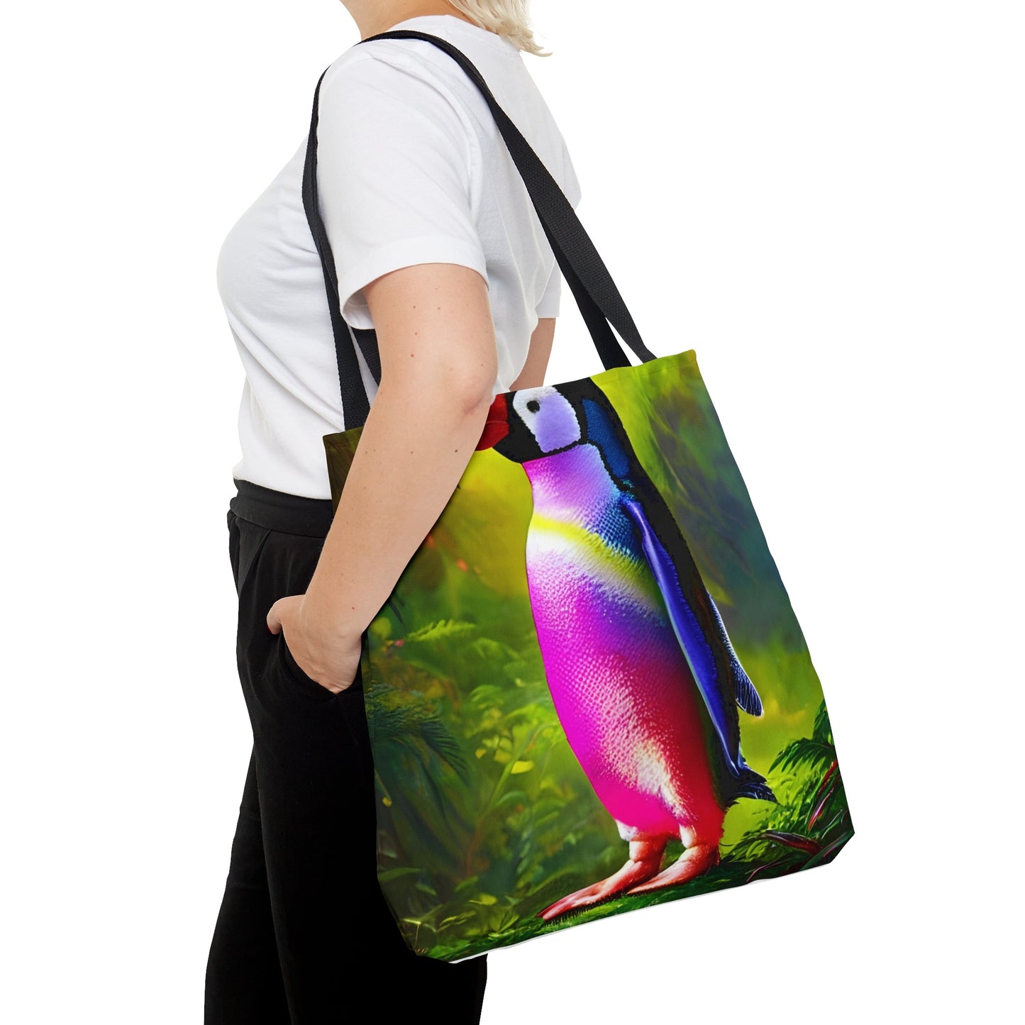 Rainbow Jungle Penguin Tote Bag (AOP)-JujuVibe