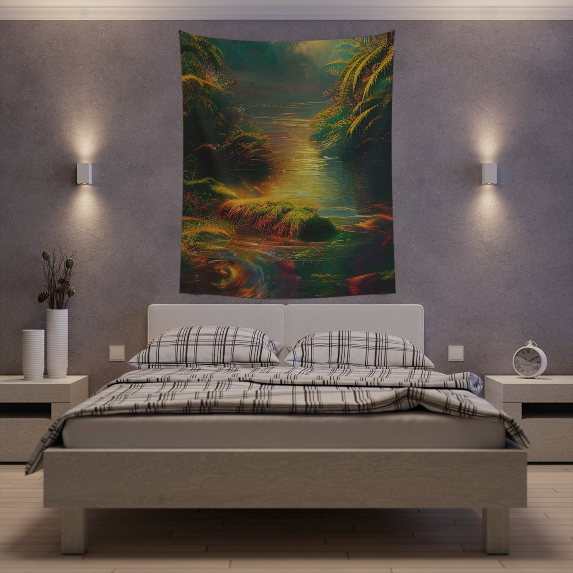 Psychedelic River Printed Wall Tapestry-JujuVibe