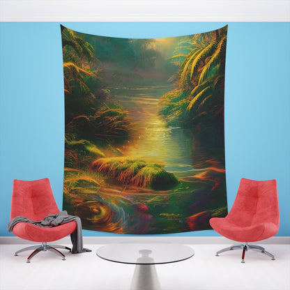 Psychedelic River Printed Wall Tapestry-JujuVibe