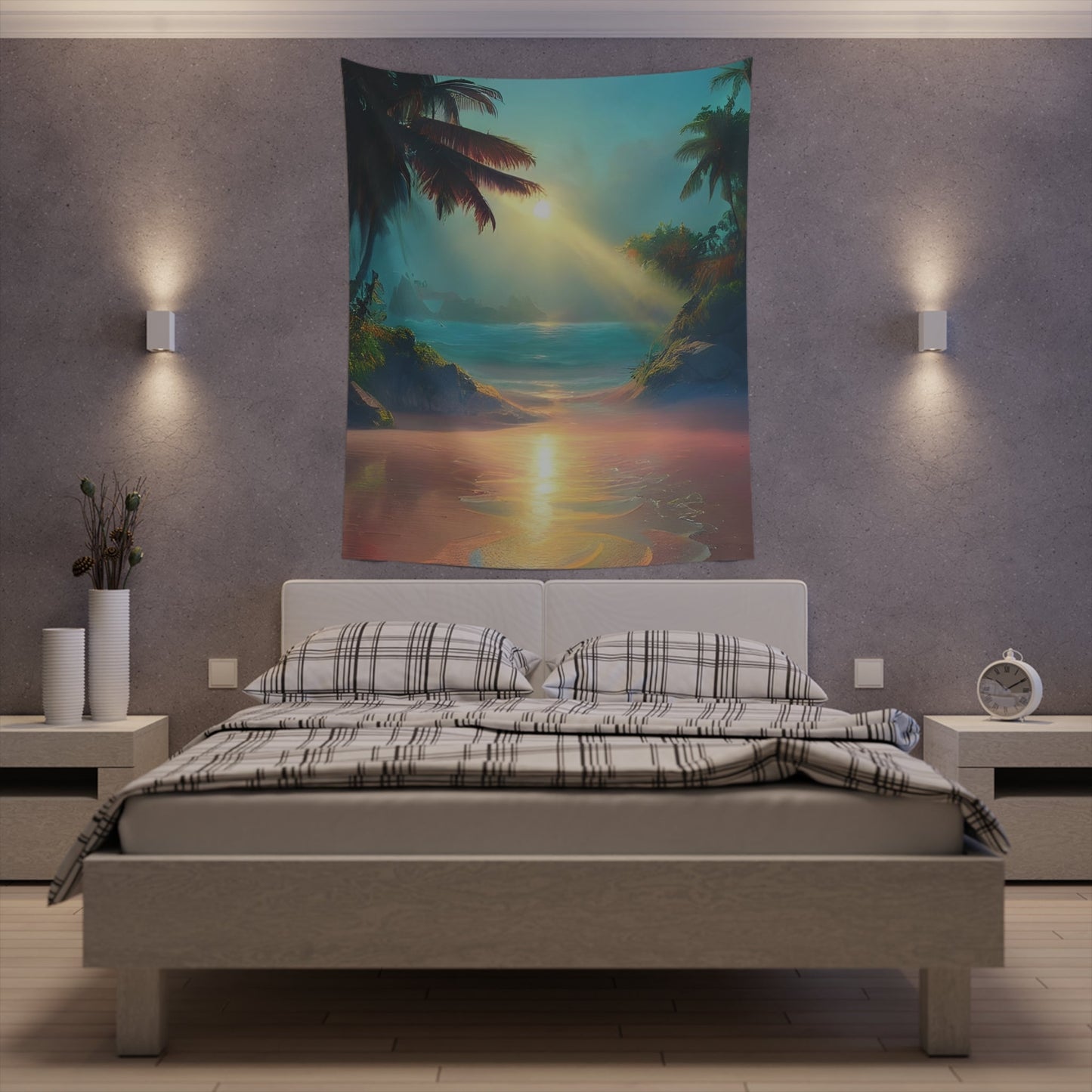 Psychedelic Sunrise Beach Printed Wall Tapestry-JujuVibe