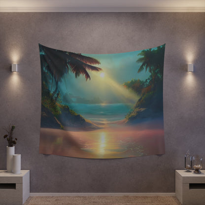 Psychedelic Sunrise Beach Printed Wall Tapestry-JujuVibe