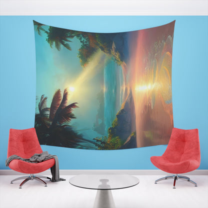 Psychedelic Sunrise Beach Printed Wall Tapestry-JujuVibe