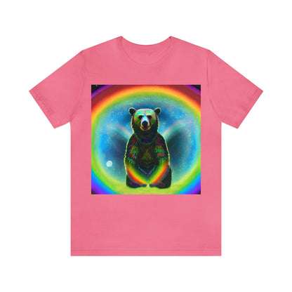 Psychedelic Rainbow Moon Bear Unisex Jersey Short Sleeve Tee