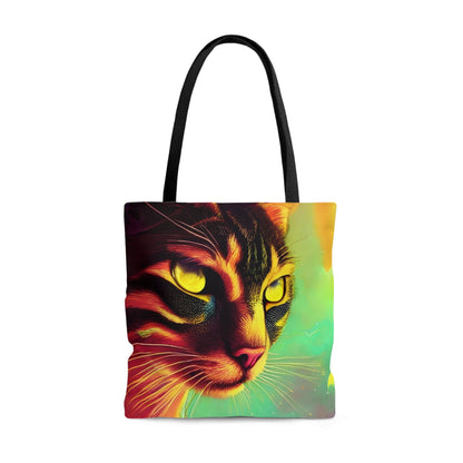 Psychedelic Kitty Tote Bag (AOP)-JujuVibe