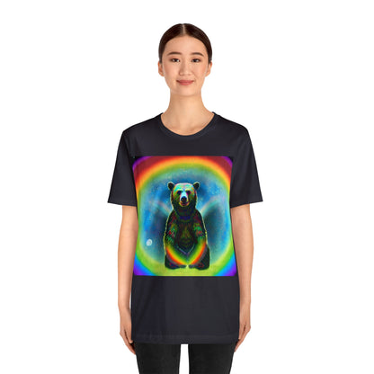 Psychedelic Rainbow Moon Bear Unisex Jersey Short Sleeve Tee