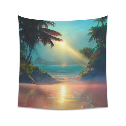 Psychedelic Sunrise Beach Printed Wall Tapestry-JujuVibe