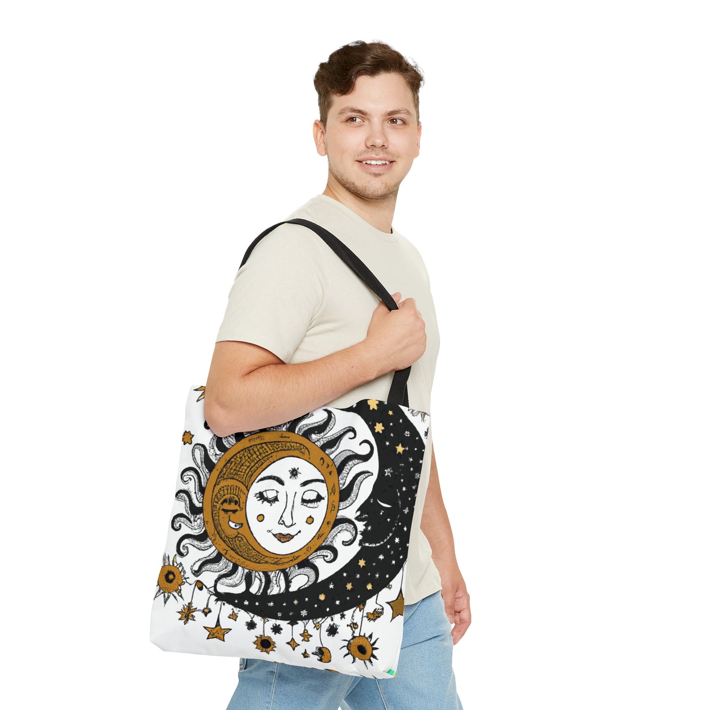 Boho Sun and Moon Design Tote Bag (AOP)-JujuVibe