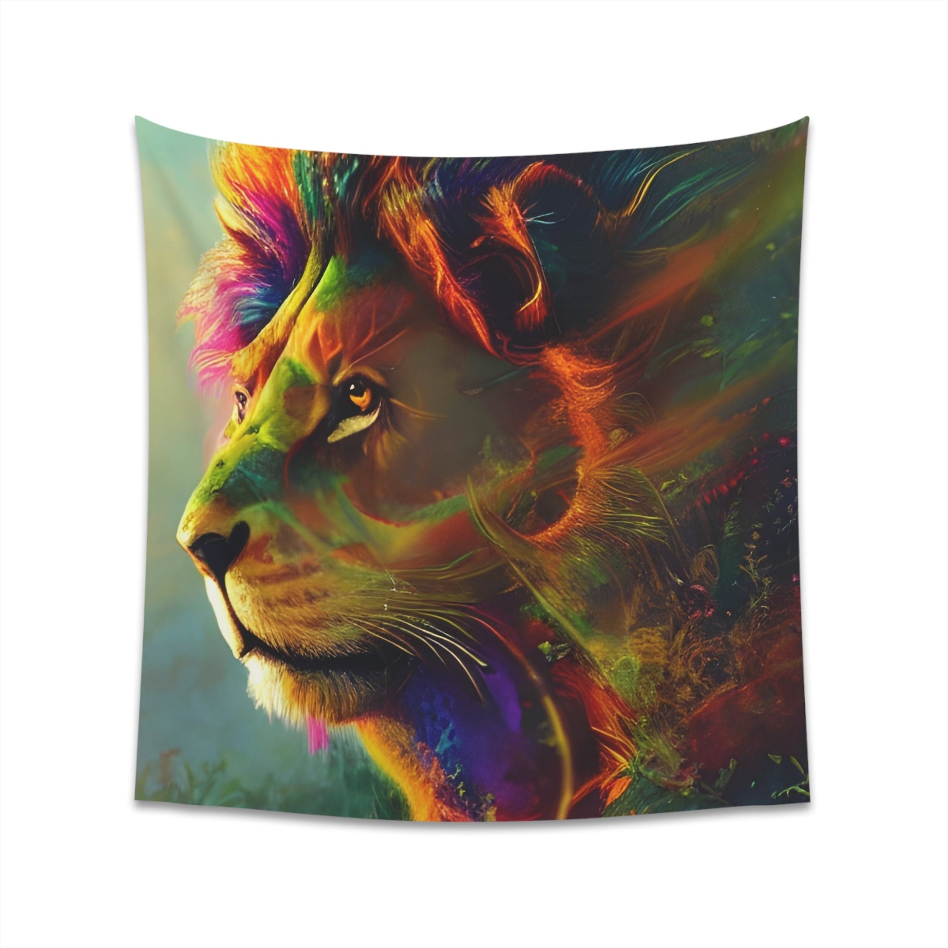 Psychedelic Lion Printed Wall Tapestry-JujuVibe