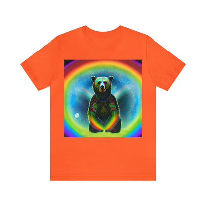 Psychedelic Rainbow Moon Bear Unisex Jersey Short Sleeve Tee