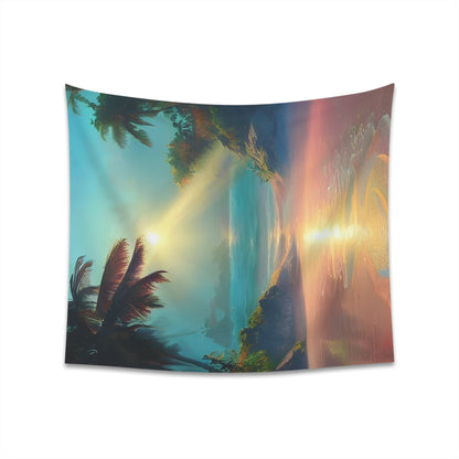 Psychedelic Sunrise Beach Printed Wall Tapestry-JujuVibe