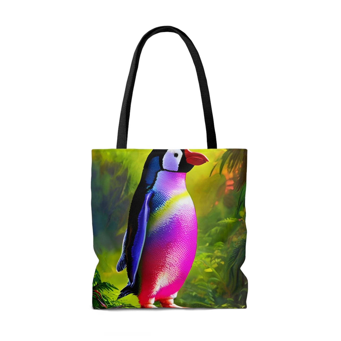 Rainbow Jungle Penguin Tote Bag (AOP)-JujuVibe