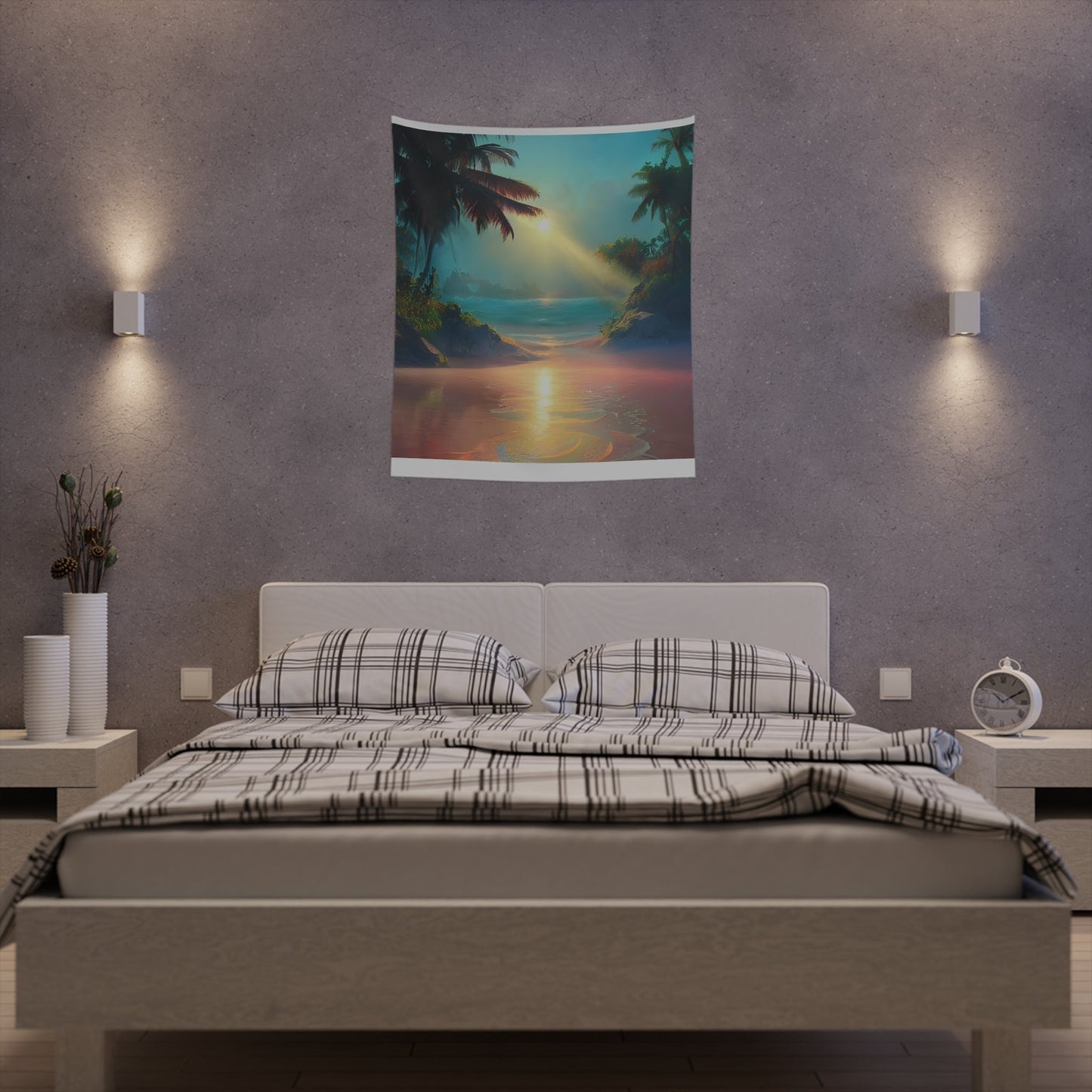 Psychedelic Sunrise Beach Printed Wall Tapestry-JujuVibe