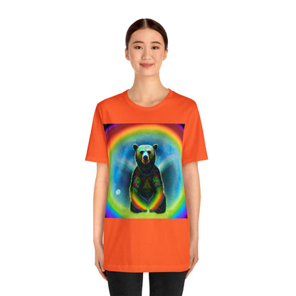 Psychedelic Rainbow Moon Bear Unisex Jersey Short Sleeve Tee