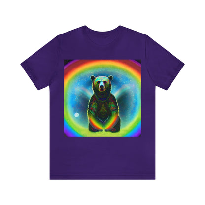 Psychedelic Rainbow Moon Bear Unisex Jersey Short Sleeve Tee