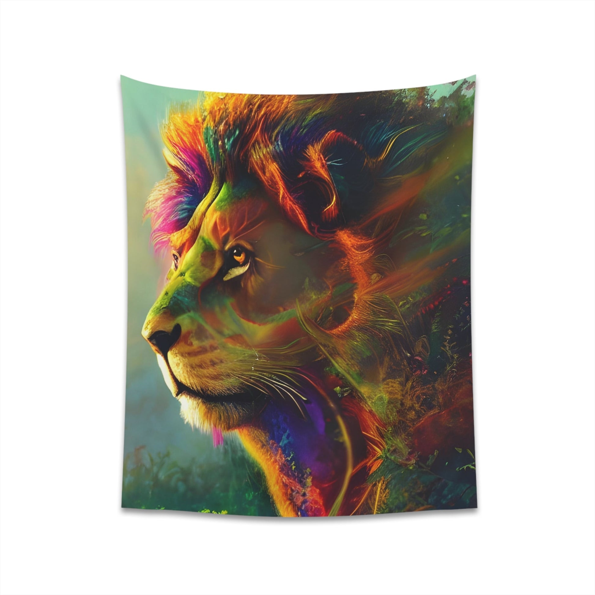 Psychedelic Lion Printed Wall Tapestry-JujuVibe