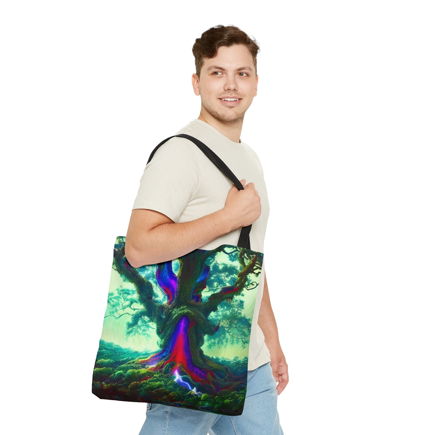 Psychedelic Oak Tote Bag (AOP)-JujuVibe