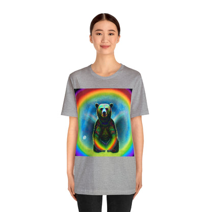 Psychedelic Rainbow Moon Bear Unisex Jersey Short Sleeve Tee