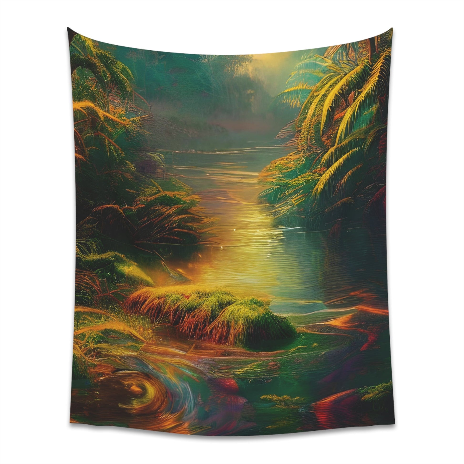 Psychedelic River Printed Wall Tapestry-JujuVibe