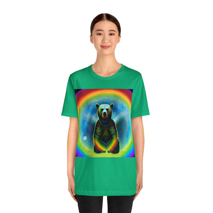 Psychedelic Rainbow Moon Bear Unisex Jersey Short Sleeve Tee