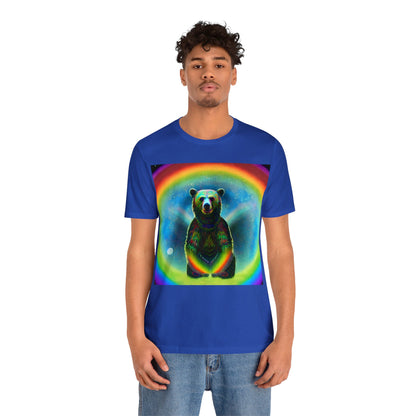 Psychedelic Rainbow Moon Bear Unisex Jersey Short Sleeve Tee