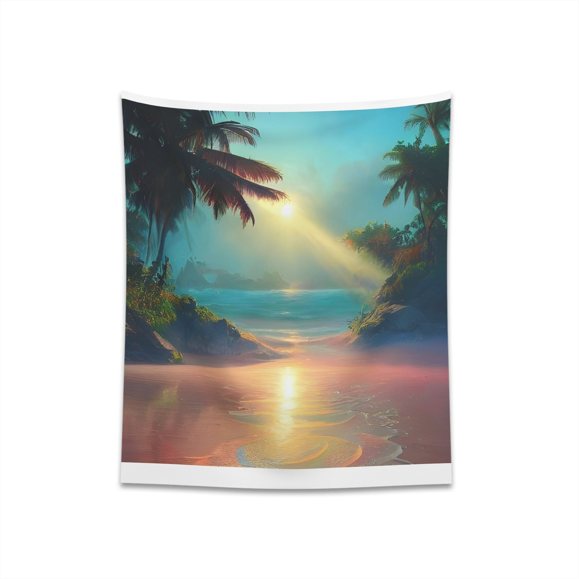 Psychedelic Sunrise Beach Printed Wall Tapestry-JujuVibe