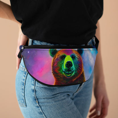 Cosmic Vibing Psychedelic Bear Fanny Pack-JujuVibe