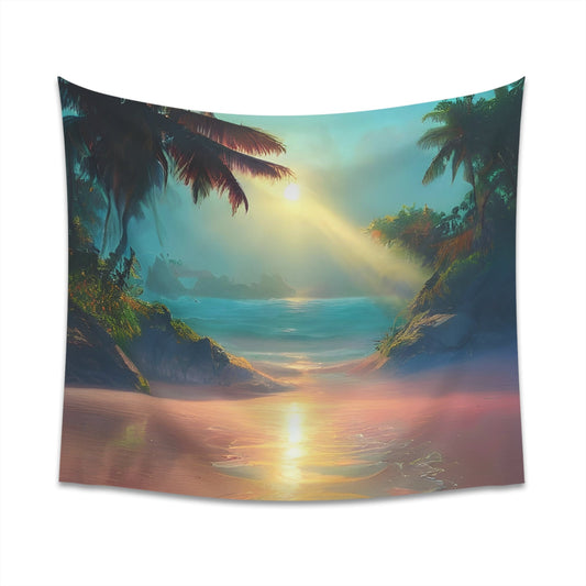 Psychedelic Sunrise Beach Printed Wall Tapestry-JujuVibe