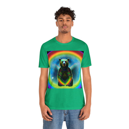 Psychedelic Rainbow Moon Bear Unisex Jersey Short Sleeve Tee