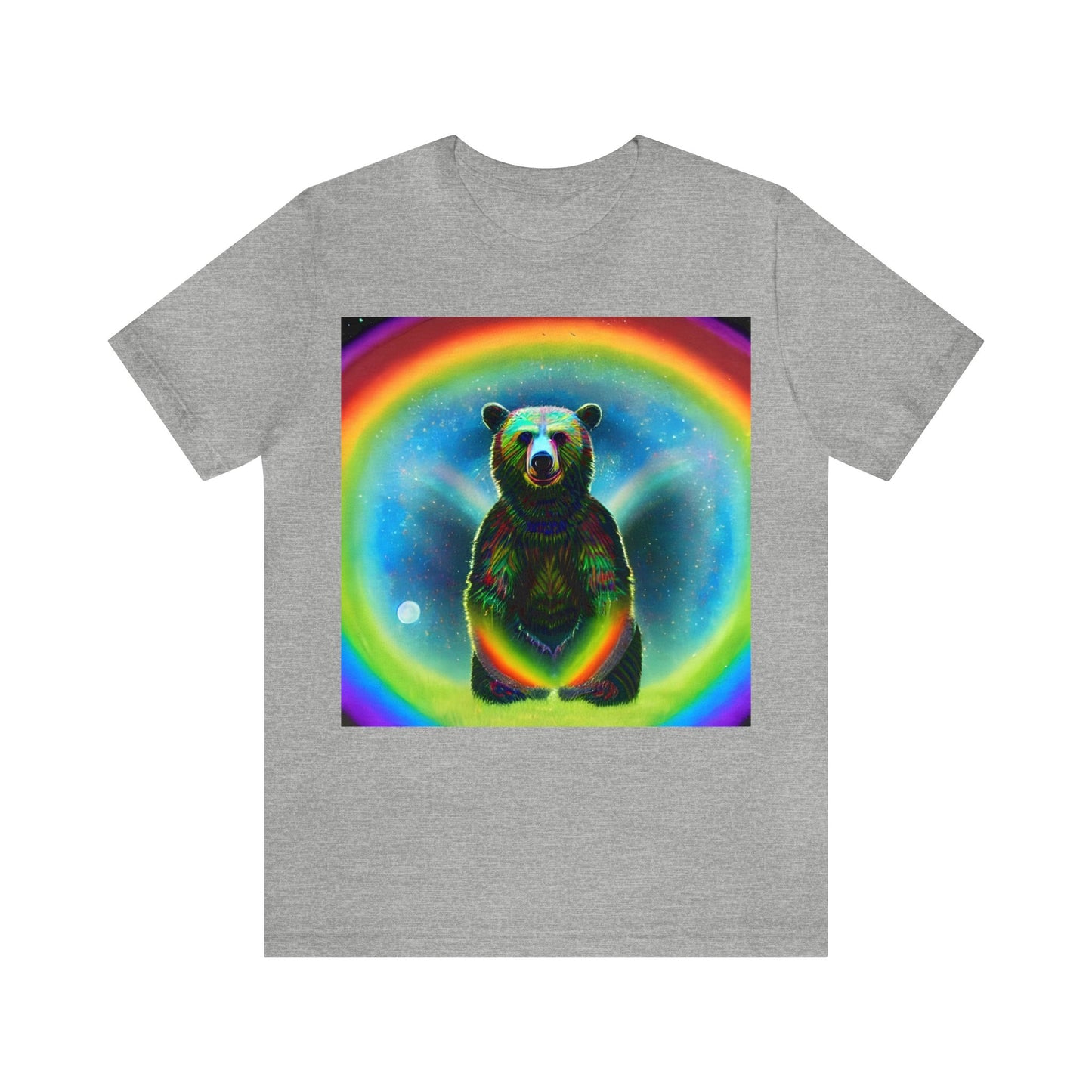 Psychedelic Rainbow Moon Bear Unisex Jersey Short Sleeve Tee