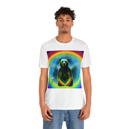 Psychedelic Rainbow Moon Bear Unisex Jersey Short Sleeve Tee