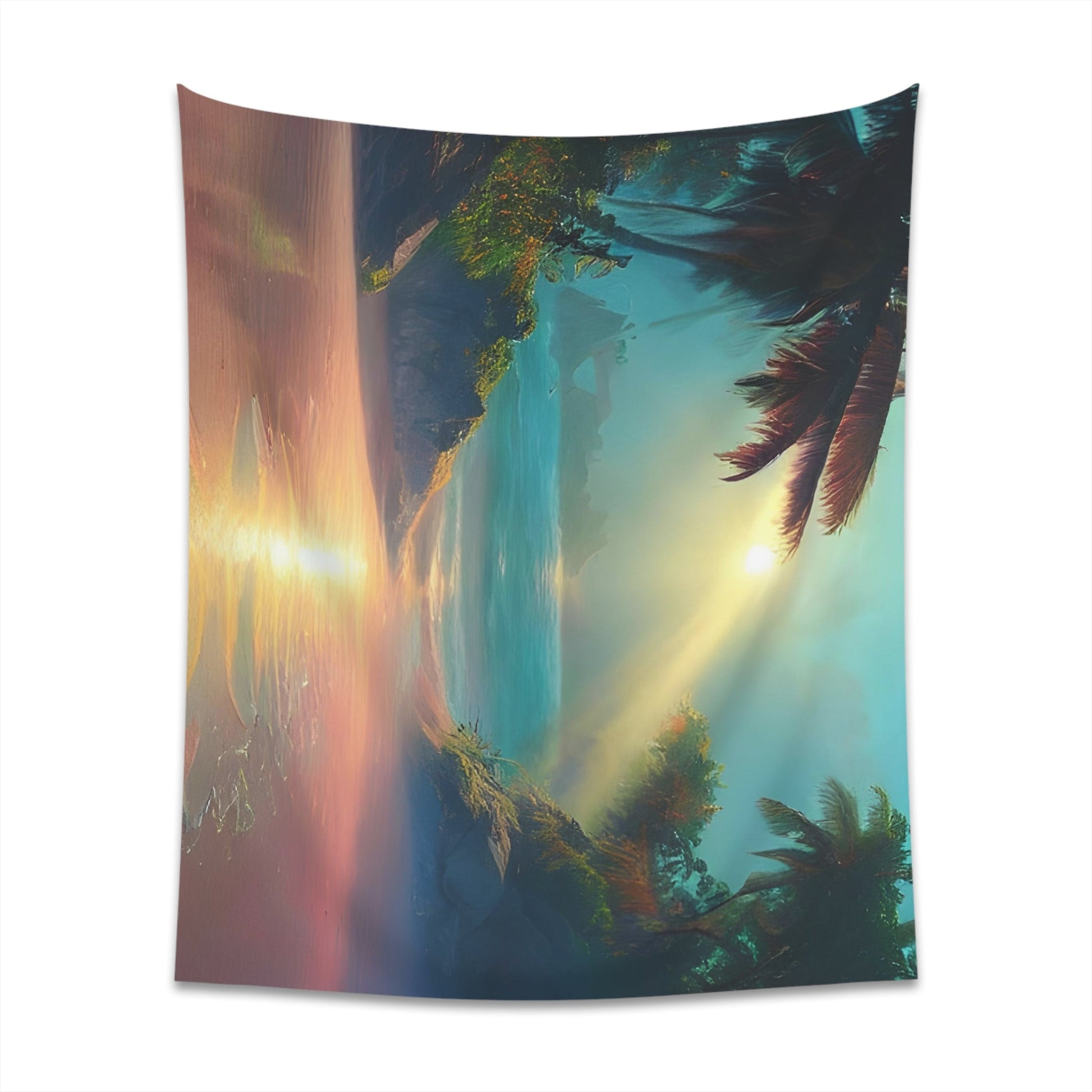 Psychedelic Sunrise Beach Printed Wall Tapestry-JujuVibe