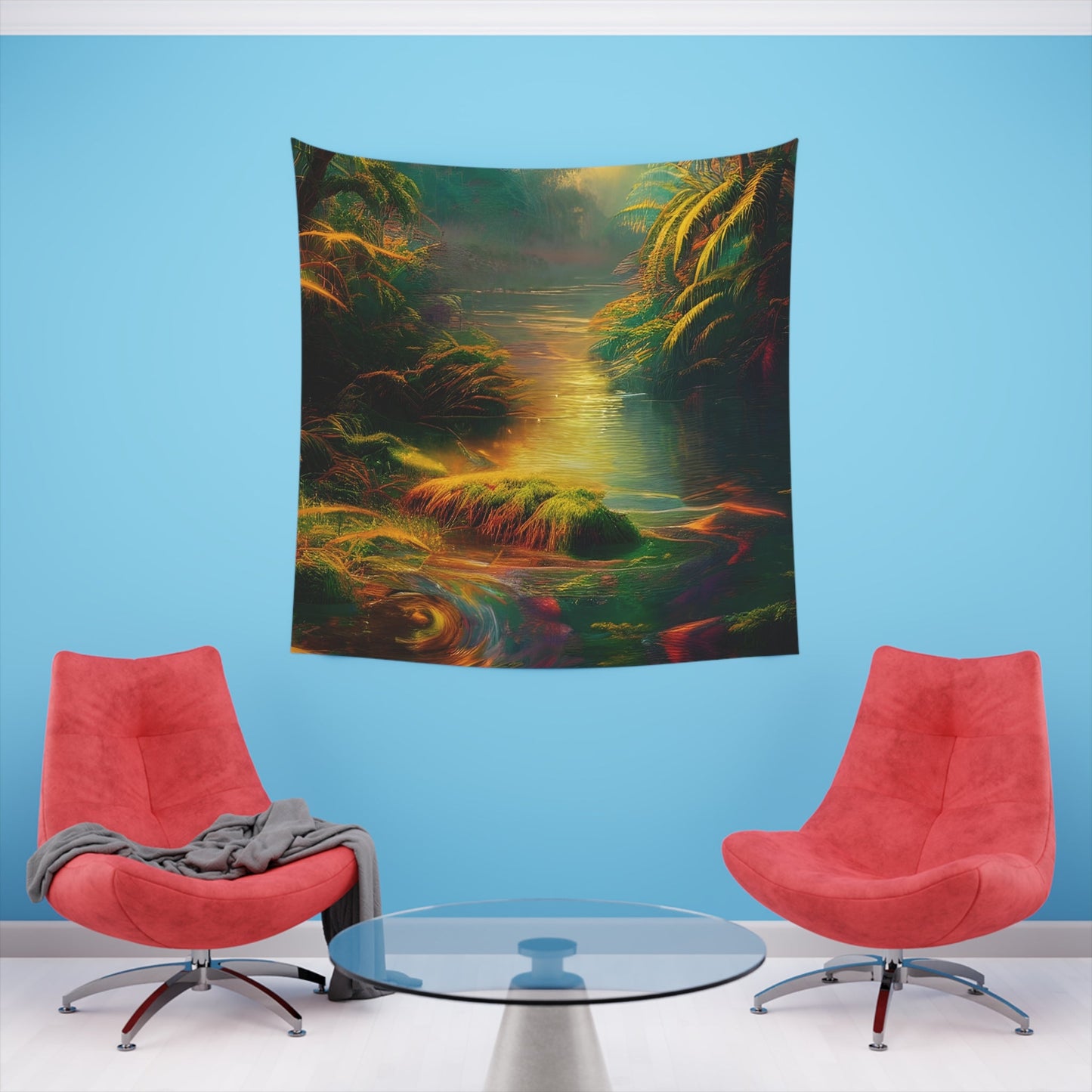 Psychedelic River Printed Wall Tapestry-JujuVibe